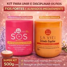 Kit Reconstrução Profissional NHA – SOS Antiemborrachamento + Selante Capilar La Vie! Plástica de Fios – Força, Brilho