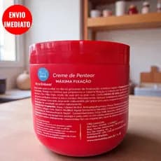 Creme de Pentear Máxima Fixação 500g Anti Frizz Bio Colágeno Ômega 3 Sericina Alta Definição Profissional