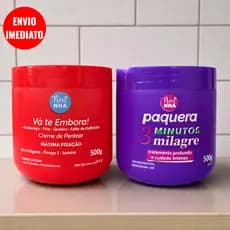 Kit Capilar Reconstrução Rápida 2x500g | 3 Minutos Milagre + Creme Máxima Fixação | Anti Frizz e Definição
