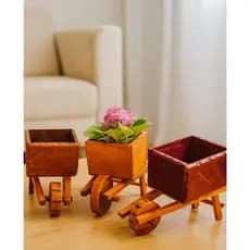 Mini Carroca Madeira Decorativa Cachepot Para Plantas E Vasos
