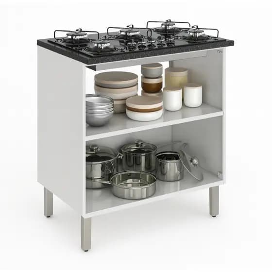 Balcão Itatiaia Tarsila em Aço – Organizador de Cozinha com Espaço para Cooktop