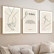 Kit 3 Quadros decorativo coríntios 13 4-7 sobre o amor biblico 40x60 sala quarto cozinha e escritorio decoraçao