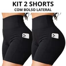 Kit Shorts Feminino Bermuda com Bolso Lateral para Celular Ciclismo Corrida Academia