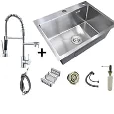 75*45cm  Cuba Pia Inox Prata Quadrada Cozinha Gourmet Com Acessórios Pias e Torneiras de Água