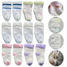 Kit 24 Pares de Meias Bebê Infantil RN Recém Nascido (0 a 12) Meses Menino Menina (12 Pares)