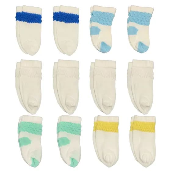 Kit 12 Pares Meias Para Bebê Recém Nascido Baby Menino Masculino RN Infantil (0-12Meses)