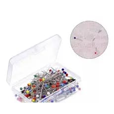 100 Alfinetes Cabeça Vidro Inox Fino