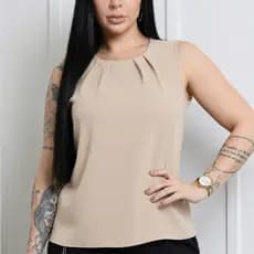Blusa Regata Feminina Duna Premium Soltinha Tendência Elegante SocialBotão Costa Moda Evangélica