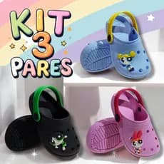 Kit 3 Pares Sandalia Babuche menina