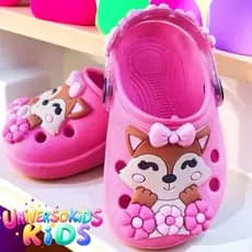 Sandália Babuche Rosa Infantil Para Meninas Raposa Com Correia Florida Azul