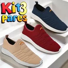 Kit 3 Pares, Tenis Calce Facil Adulto Feminino