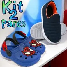 Kit 2 Pares, Tenis Calce Facil + Babuche Infantl Menino