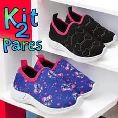 KIT 2 PARES TENIS CALCE FACIL INFANTIL MENINA CONFORTAVEL
