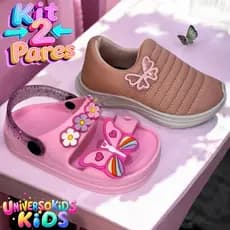 Kit 2 Pares, Sandalia Papete + Tenis Calce facil Infantil Menina
