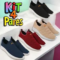 KIT 4 PARES TENIS CALCE FACIL ADULTO FEMININO CONFORTAVEL
