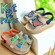 KIT 2 PARES SANDALIA PAPETE + CHINELO NUVEM PARA MENINOS