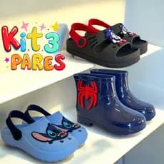 KIT 3 PARES SANDALIA BABUCHE GALOCHA PAPETE INFANTIL PARA MENINOS