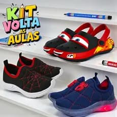 KIT VOLTA AS AULAS , SANDALIA BABUCHE E TENIS CALCE FACIL PARA MENINOS