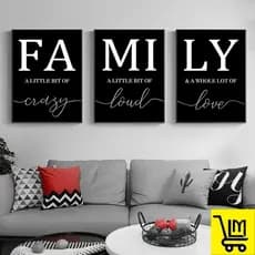 Quadros Decorativos Impressões de arte da família em preto e branco Decoração de parede da sala de estar e do quarto