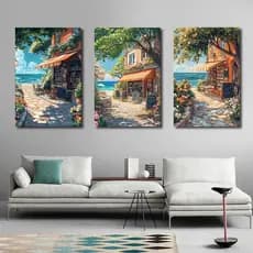 Quadros Decorativos Livraria Mar Pintura a Óleo Decoração de Casa Quarto Sala de Estar Pintura de Parede