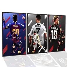 Quadros Decorativos Futebol Leo Messi Ronaldo Neymar Decoração de Parede da Sala de Estar