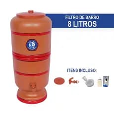 Filtro de Água de Barro 8 litros com Vela de carvão ativado +  Boia + Torneira
