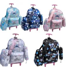Mochila escolar com rodinha + Lancheira + Estojo, kit escolar infantil  juvenil