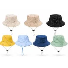 Chapéu de Dinossauro Infantil UV Bucket Infantil unissex Chapéu de praia masculino   femenino com Cordinha