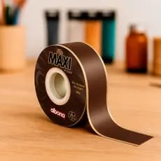 Fita Maxi Albano Marrom com Ouro Embalagem Presente Decoração 32mm X 100m Laço Dourado