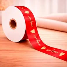 Fita Com Amor Decorada 16mm x 50metros Laço Presente Decoração Embalagem Sofisticado