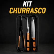 Conjunto de Churrasco Kit Churrasco em aço Inox Utensilio Faca Garfo Pegador Estojo Cozinha Presente