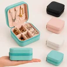 Mini porta joia compacto para bijuterias joias  viagem portátil caixa armazenamento bolsa anel colar