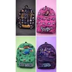 Mochila Tendência Infantil Emilly Vick Guerreiras do Kpop Fnaf Minecraft Roblox