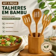 CJ Utensílios De Bambu 3 Peças 100% Natural Michelon
