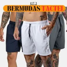 Kits 3 Shorts Masculinos em Tactel Com Elastano