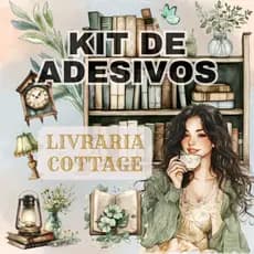Kit de Adesivos Stickers Journal Scrapbook Tema Livros Livraria Menina