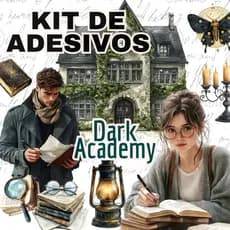 Kit de Adesivos Stickers Scrapbook Journal Tema Dark Academy Escola Livraria