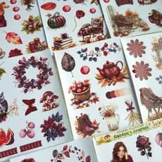 Kit de Adesivos Stickers Scrapbook Journal Tema Outono Inverno