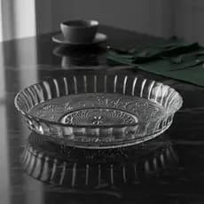 Prato Travessa Bolo Centro Mesa Vidro 30cm 6mm Transparente Boleira Para Servir Doce Mesa Posta Elegante
