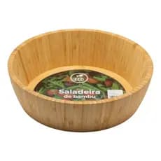 Saladeir Bowl De Bambu 30cm Redonda Travessa Servir Fruteira Marrom-claro Decoração Luxo E Elegância
