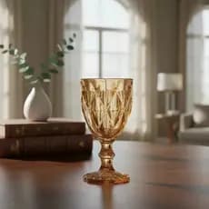Jogo de 6 taças Âmbar Vidro Luxo Elegante  Peças Mesa Posta