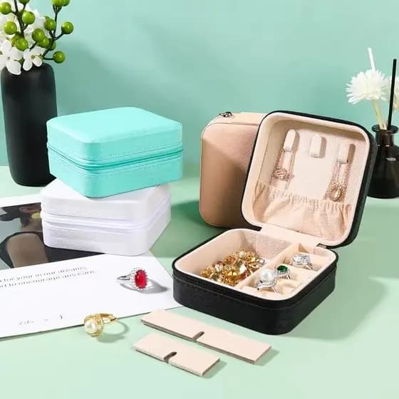 KIT 5 Porta Joia De Bolsa Para Viagem Portátil/ caixa de armazenamento/bolsa/anel/colar