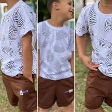 Conjunto infantil menino verão conjunto masculino estiloso final de ano 2 ao 12 anos conjunto natal.