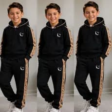 Conjunto Infantil Masculino Estiloso Agasalho Quentinho Conjunto de inverno Calça e casaco