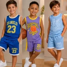 Conjunto Infantil Regata e Bermuda Menino Roupa Juvenil Verão Estiloso 4 ao 14 anos DryFit