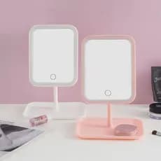 Espelho de mesa retangular para maquiagem com luz de LED TG