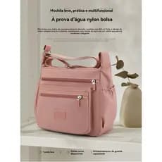 Bolsa Feminina Transversal De Ombro Impermeável Nylon 5 Compartimentos Multiuso Casual Passeio Bosco.Loja