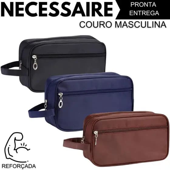 Necessaire Feminina Masculina Com Alça Lateral Para Organizar Viagem em Tecido Bosco.Laja