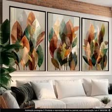 Quadros Decorativos Trio Floral Dança das Folhas Outono Terroso Kit