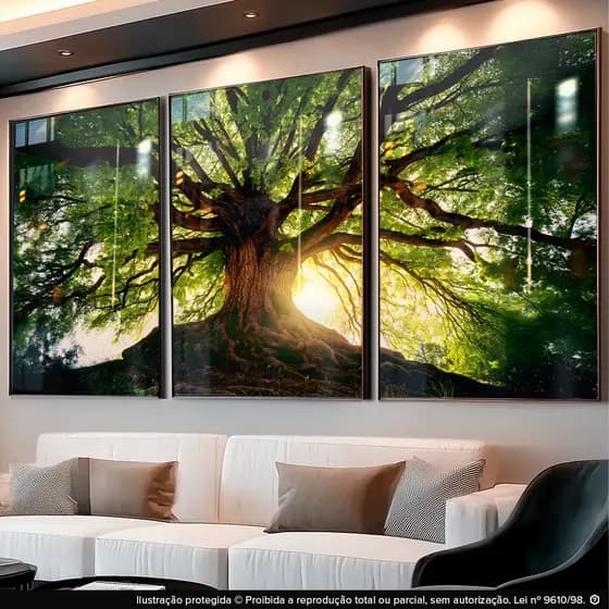 Quadros Decorativos 3pçs Natureza Paz Árvore Verde Esperança para Sala Escritório Hall